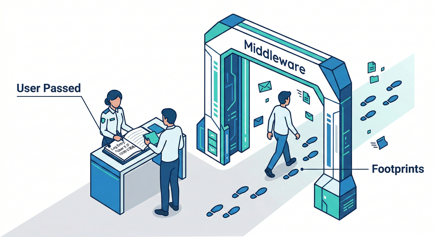 Footprints leading through a gate