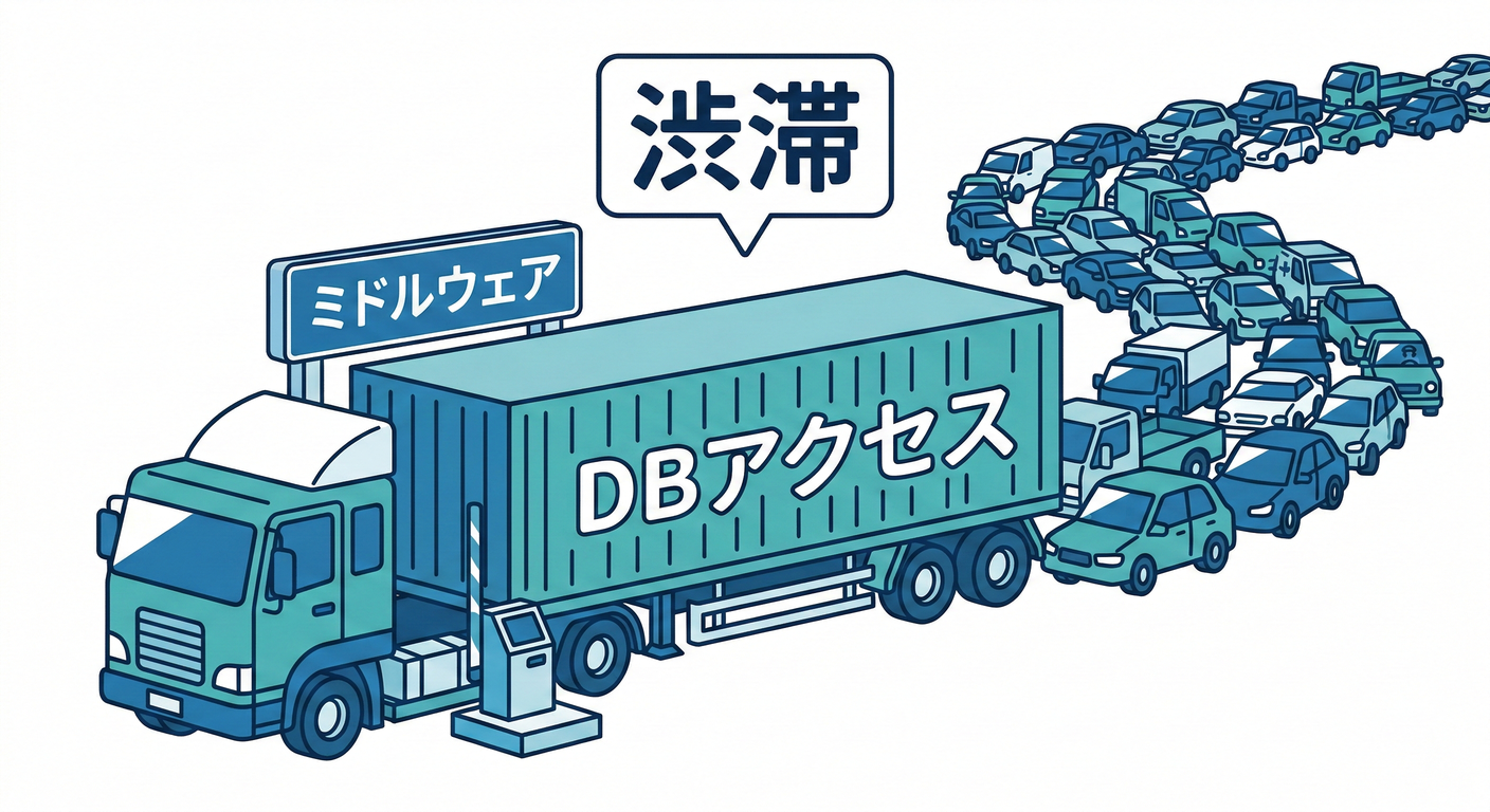 Traffic jam caused by heavy truck