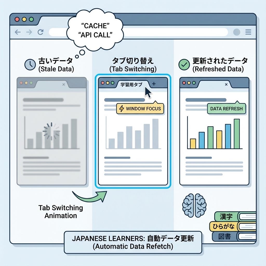 ウィンドウフォーカス自動リフェッチ