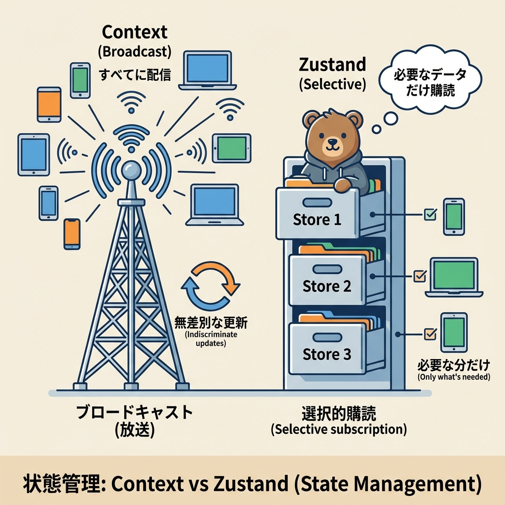 Context vs Zustand比較