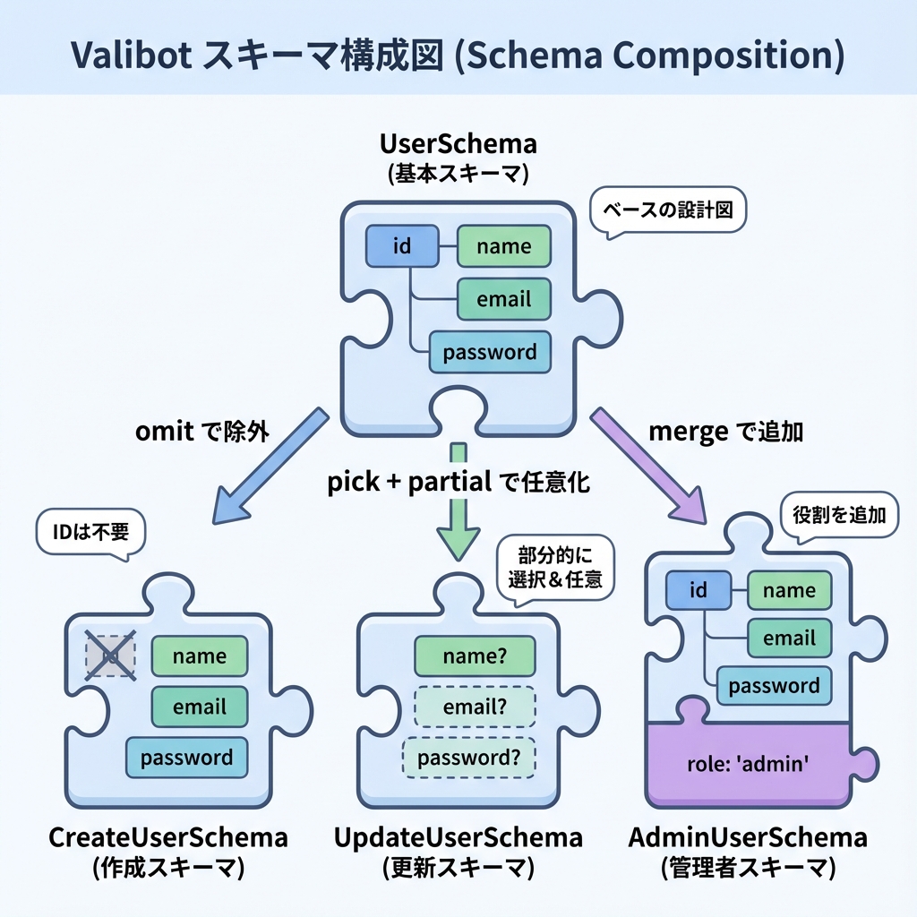 Valibot Schema Composition