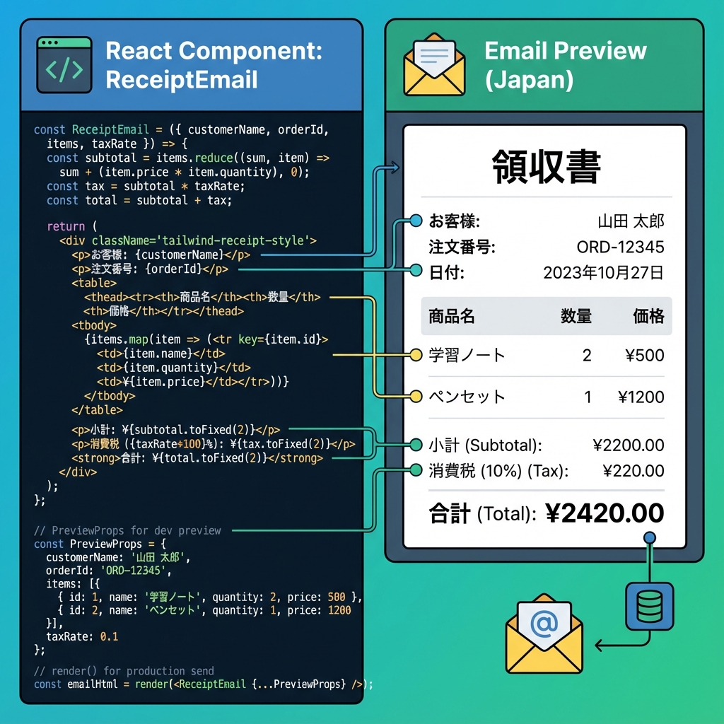 領収書メール生成フロー